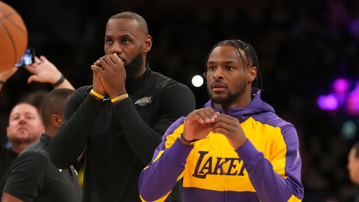 Mic'd up LeBron James gives advice to son Bronny on bench before historic NBA debut  at george magazine