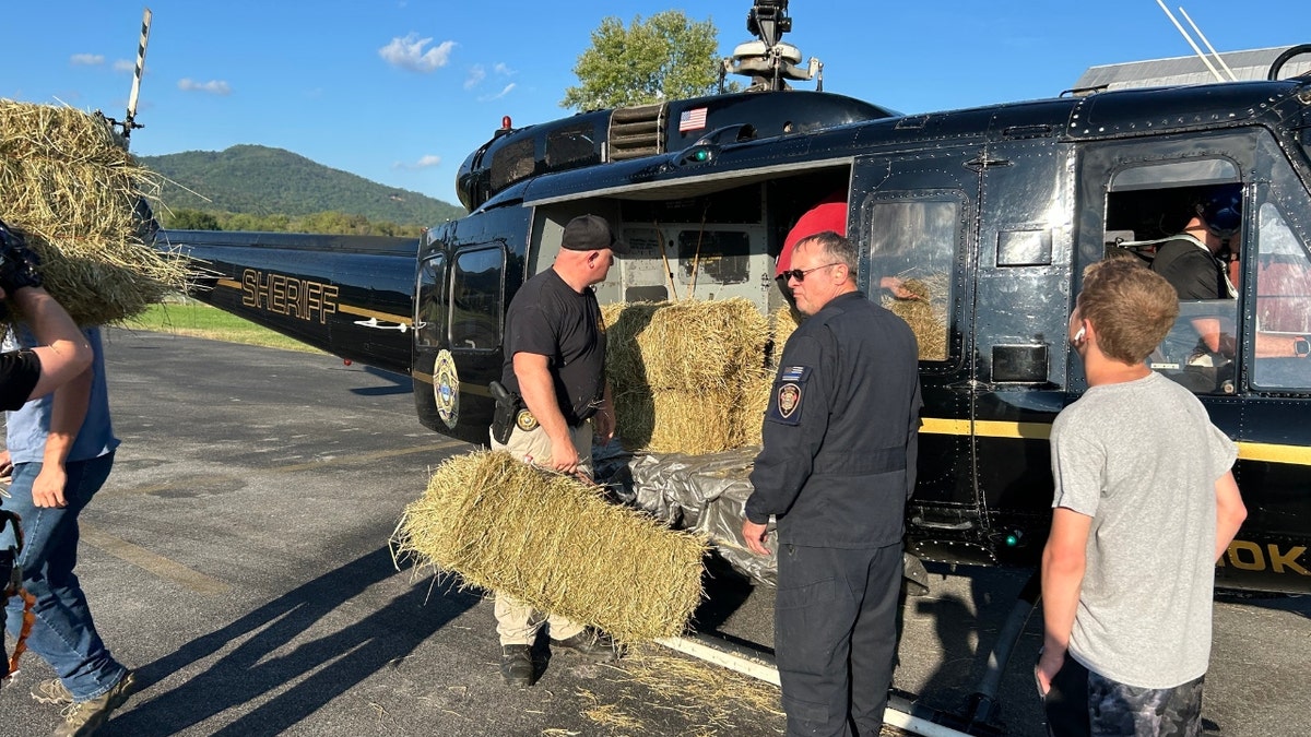 The Knox County Sheriff's Office helps deliver hay via helicopter to TN farmers in need.