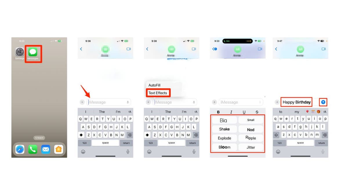 New text formatting and iOS 18 effects in messages