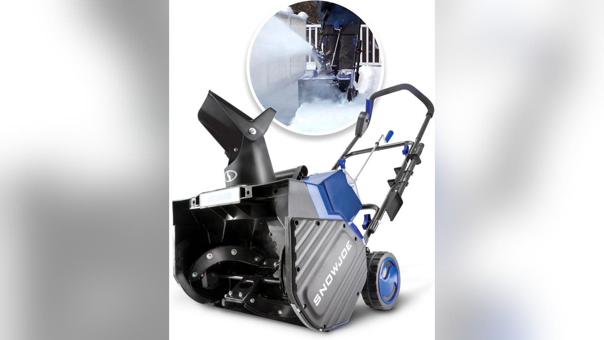 Snow blower, cover, and ice scraper bundle.