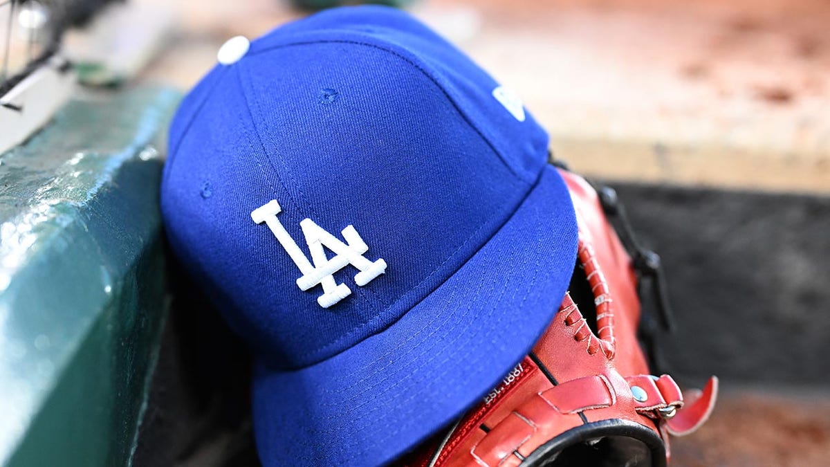 A view of a Los Angeles Dodgers baseball cap.