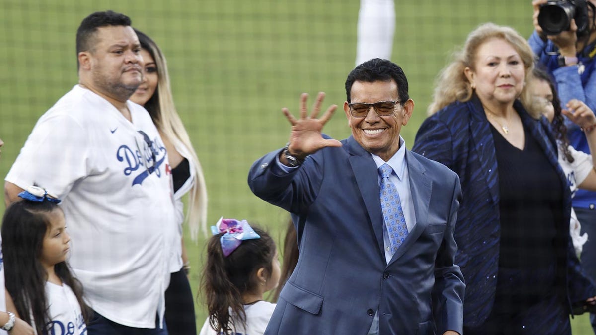 Fernando Valenzuela waves to fans