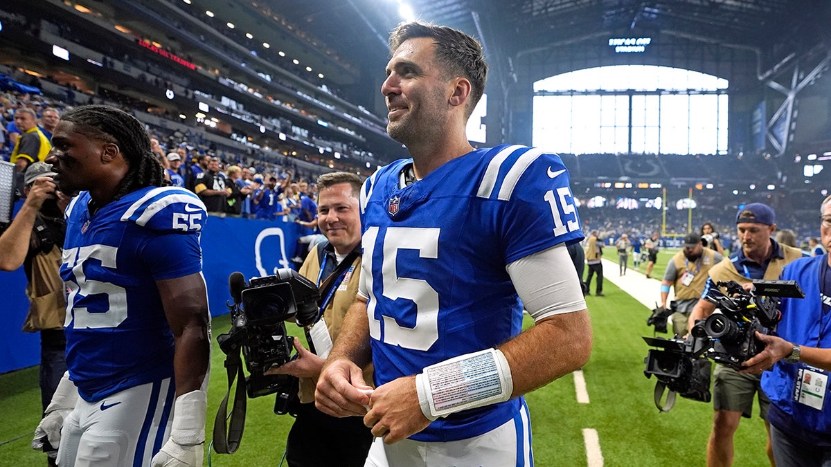 Joe Flacco walks off field