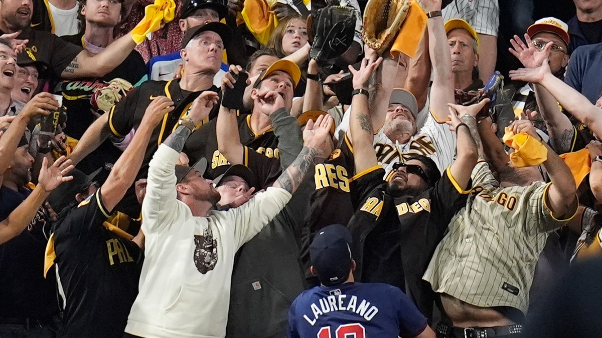 Padres fans grab the ball