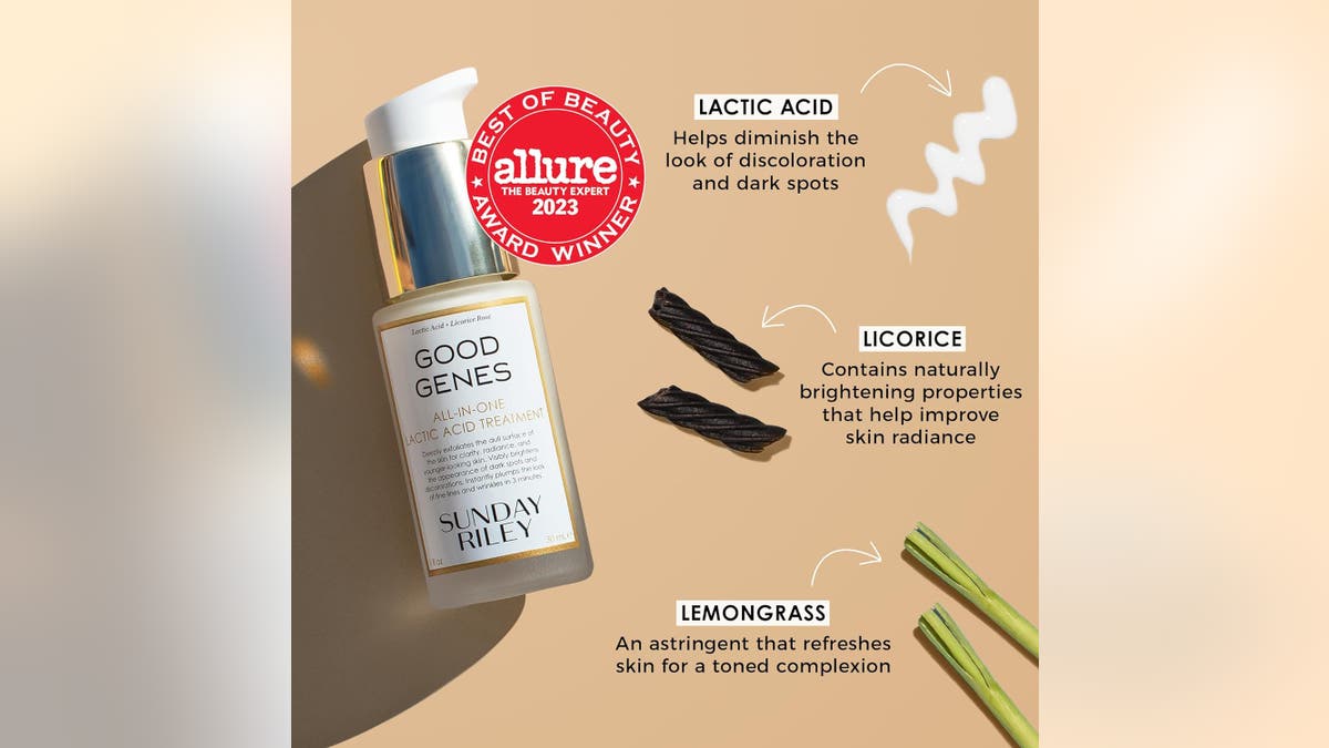 Grab nan grant winning Sunday Riley Good Genes all-in-one lactic acerb curen look serum connected sale.