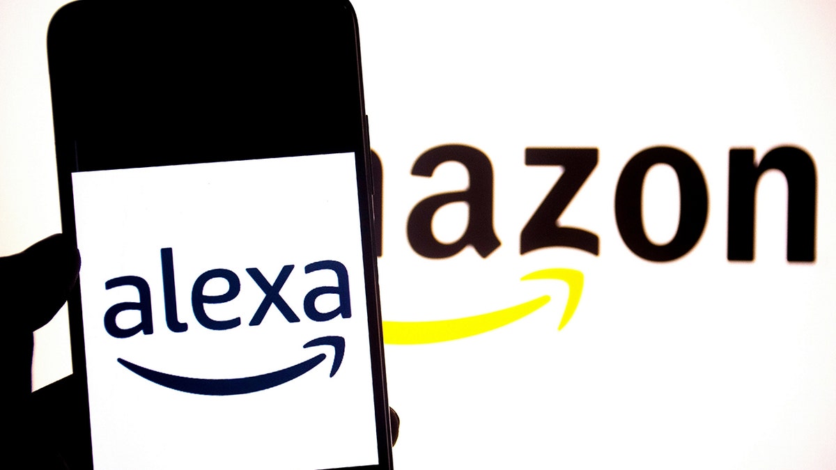 In this photograph illustration, an Alexa logo seen displayed on