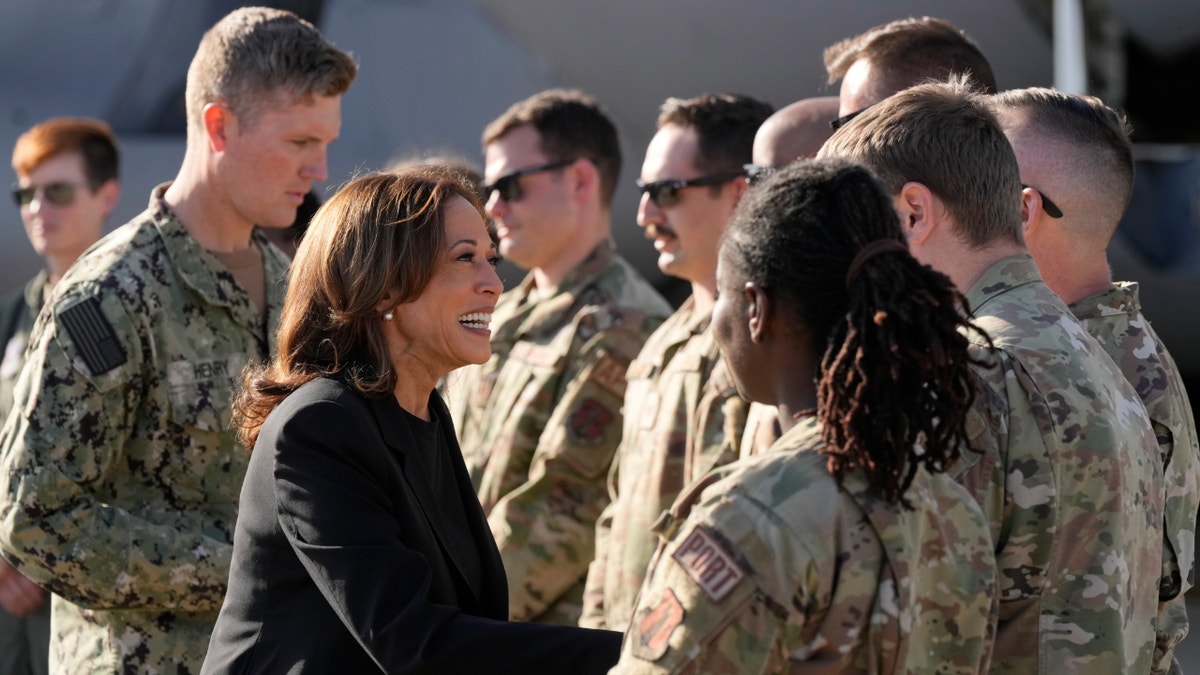 Vice President Harris greeting the North Carolina Air National Guard