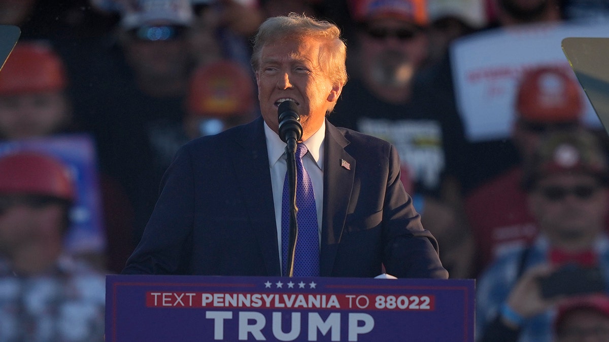 Close-up shot of Donald Trump of Pa. rally