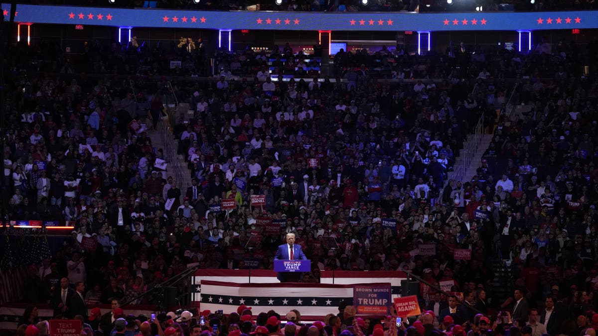 Trump and large MSG crowd in arena