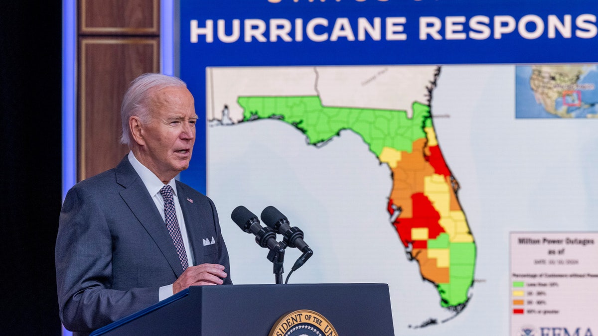 President Biden astatine  podium with Florida representation  successful  background