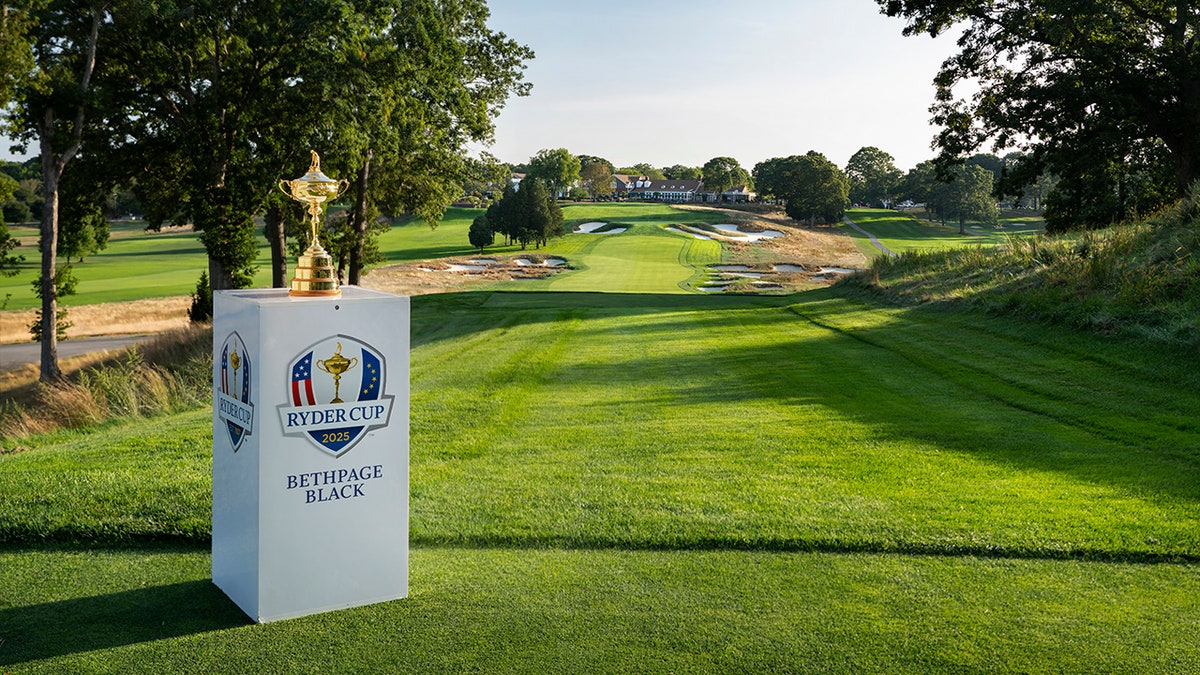 Bethpage with Ryder Cup trophy