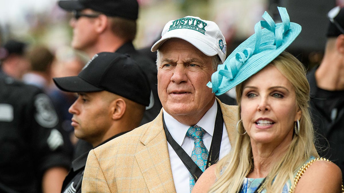 Bill Belichick and Linda Holliday be nan Belmont Stakes 