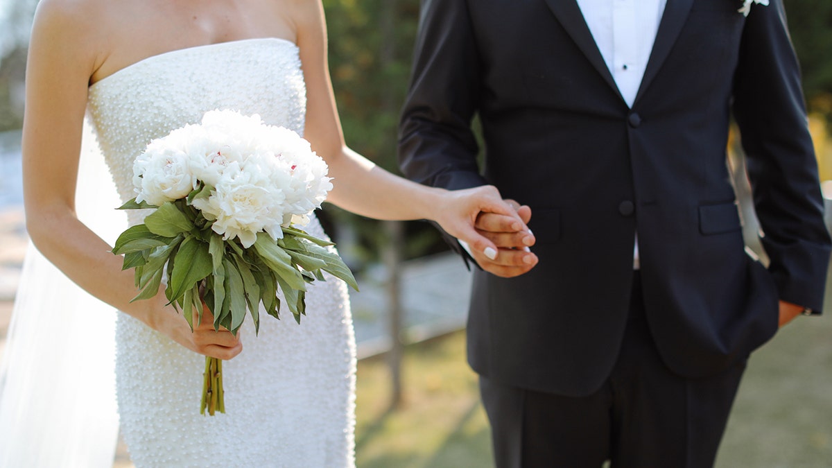 The bride and groom on the wedding day