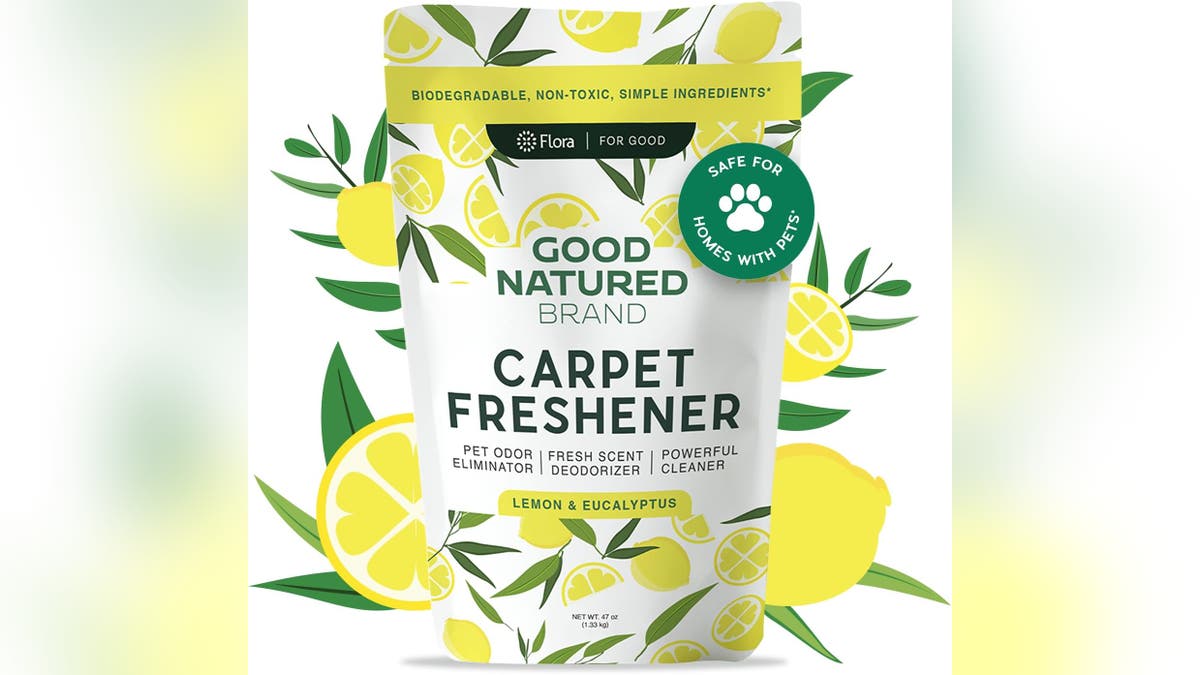 Neutralize strong smells from pet urine, feces and vomit with this carpet freshener.