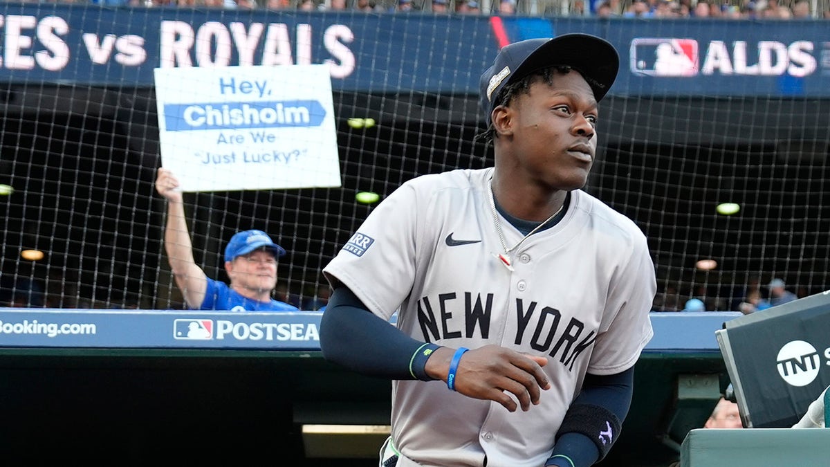 Jazz Chisholm in the dugout