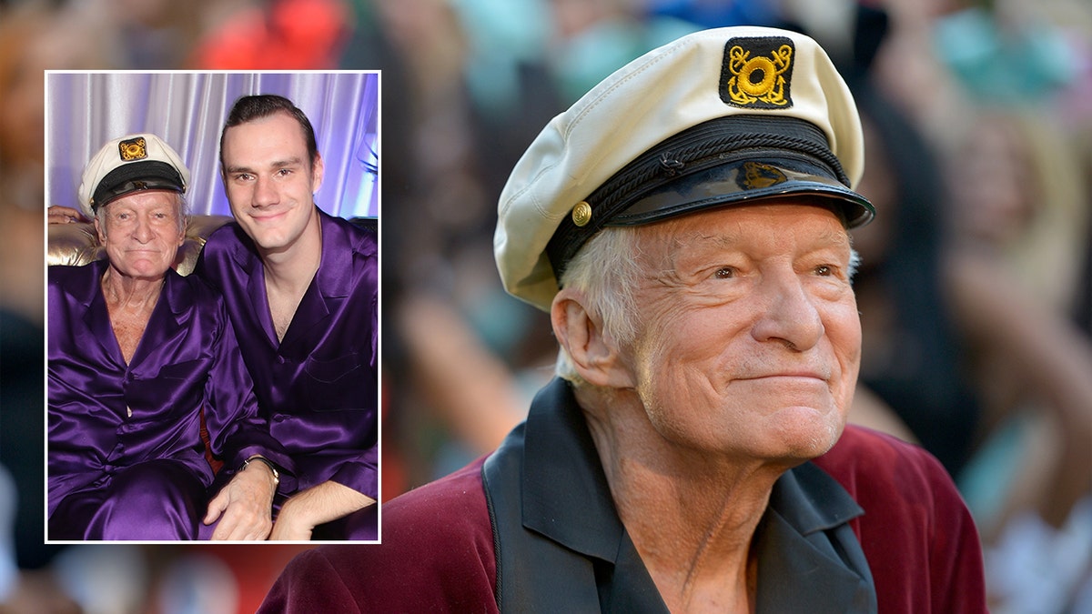 Hugh Hefner, inset Cooper Hefner