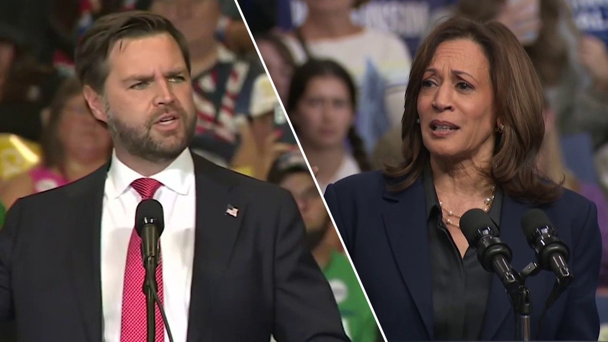 El senador JD Vance (izq.) y la vicepresidenta Kamala Harris (der.)