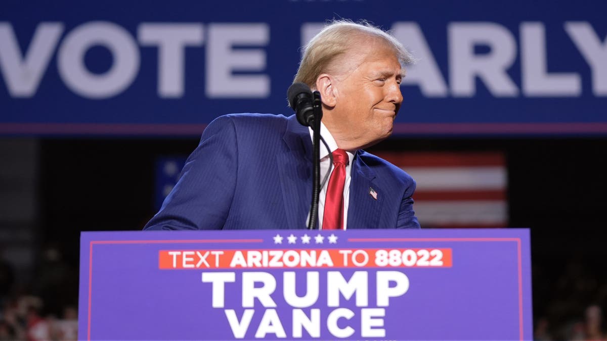 Former President Donald Trump, Republican presidential nominee, speaks at a campaign rally at Mullett Arena, Thursday, Oct. 24, 2024, in Tempe, Ariz. (AP Photo/Alex Brandon)