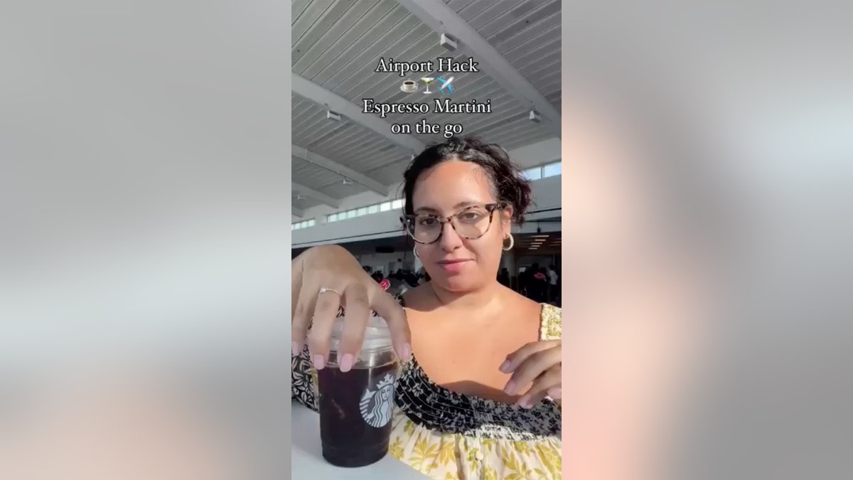 Texas woman makes espresso martini at the airport