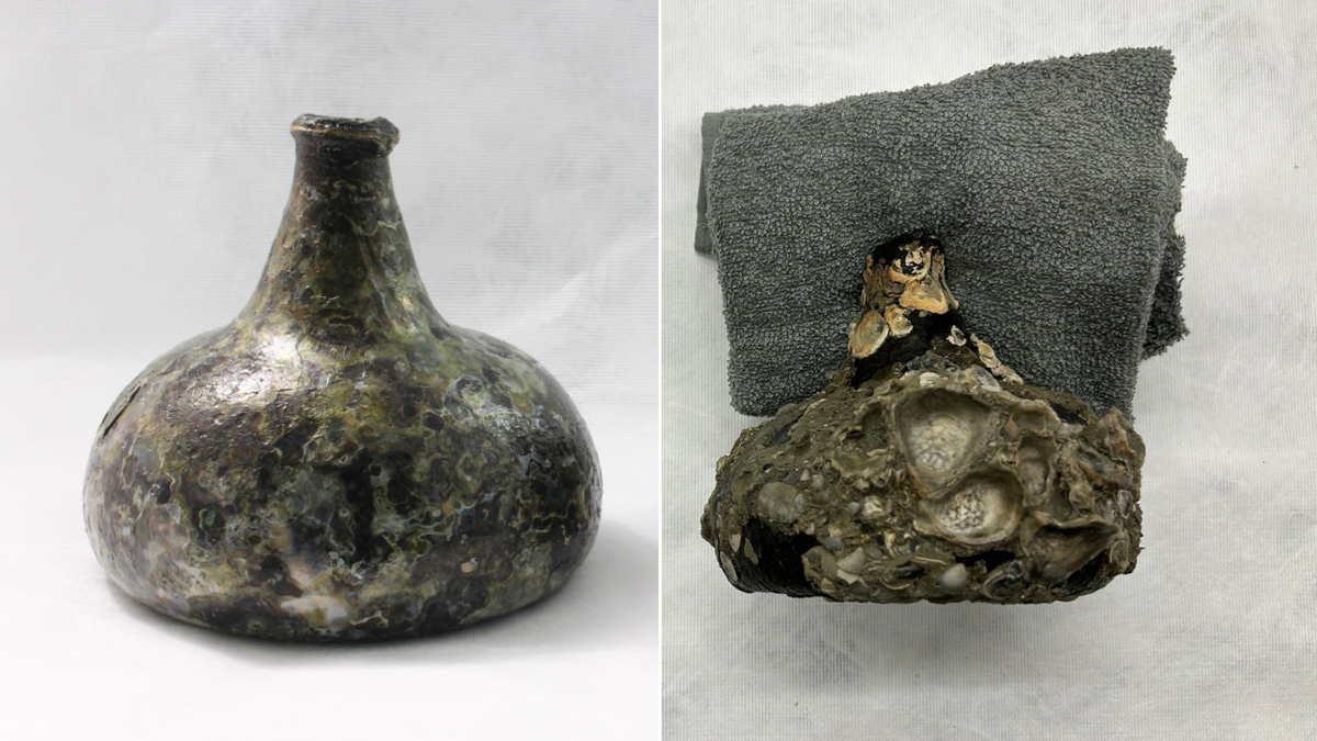 Split images of earlier  and aft  bottles