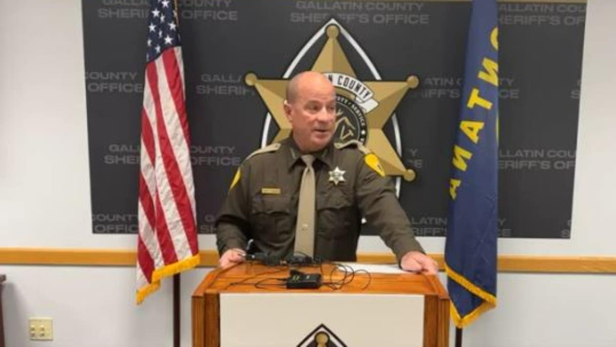 Gallatin County Sheriff Dan Springer speaks at the podium