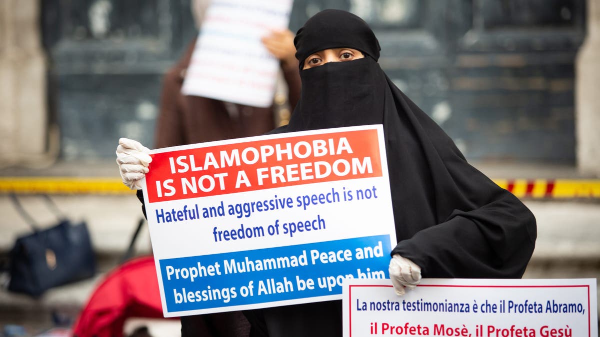 Muslim woman protesting