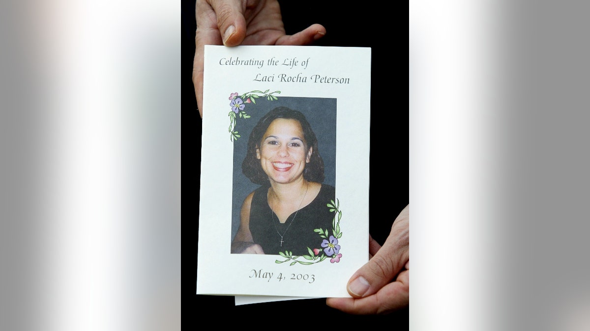 The program of the memorial service for Laci Peterson and her unborn son Connor is seen on May 4, 2003 in Modesto, California.