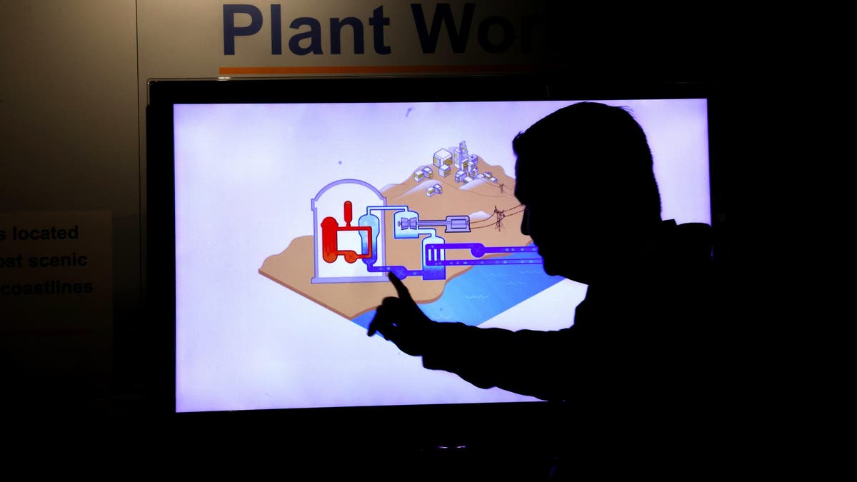 An employee talks about how the Diablo Canyon Nuclear Power Plant operates at the PG&amp;E Energy Education Center in San Luis Obispo, California, on Aug. 9, 2024. (Genaro Molina/Los Angeles Times via Getty Images)