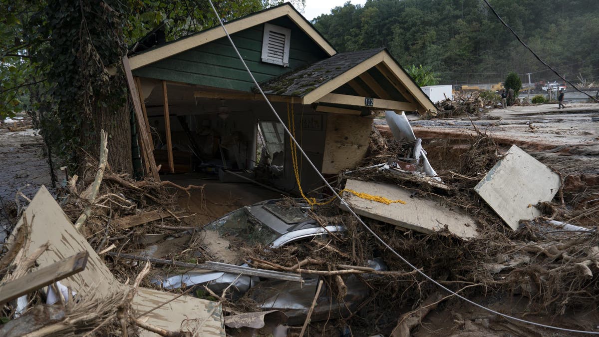 A hurricane damaged a home in western North Carolina