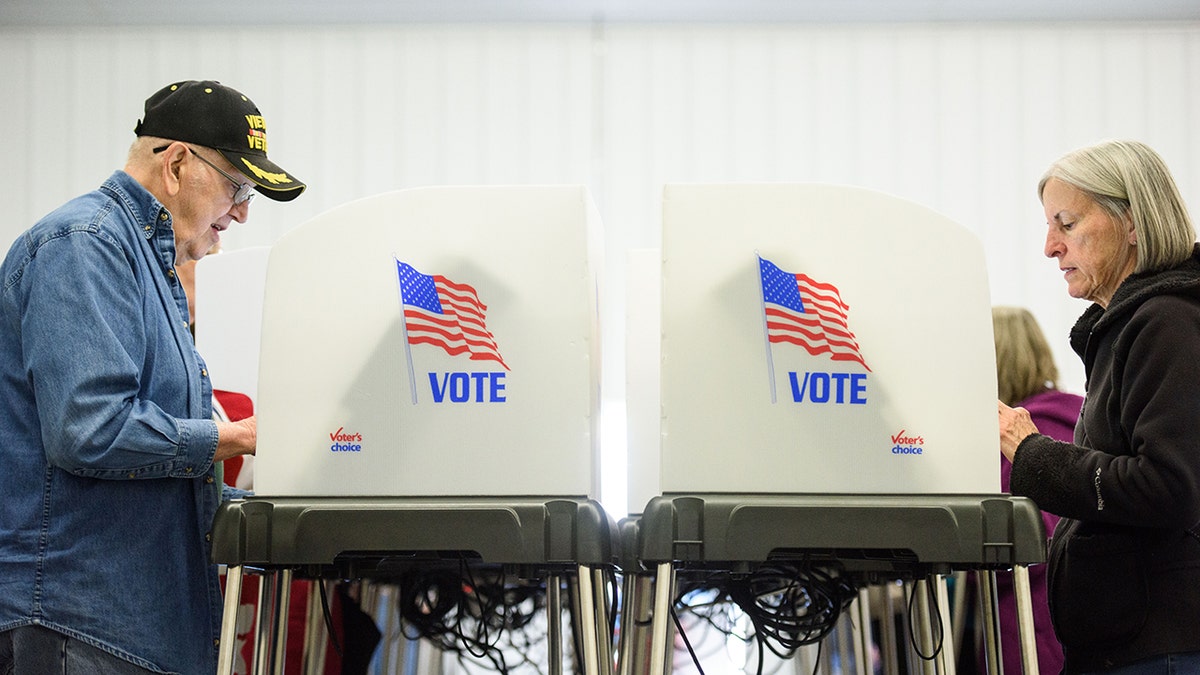 Early voters at the voting booth