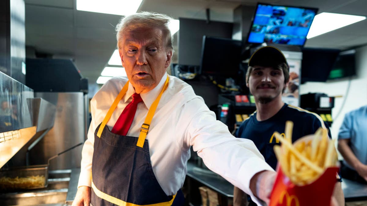 Donald Trump handing out McDonald's fries