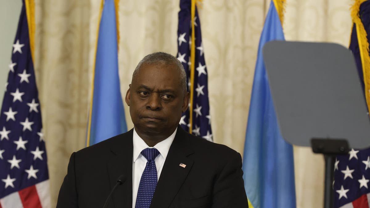 Defense Secretary Lloyd Austin pictured at a press conference.