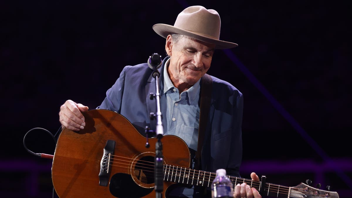 James Taylor performing at a charity concert