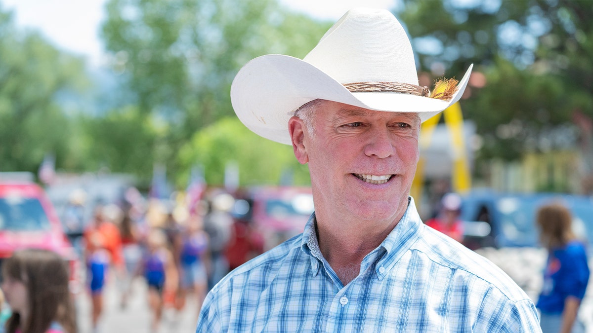 Montana Gov. Greg Gianforte attends the 100th anniversary of the Livingston Roundup Rodeo Parade in Livingston, Mont., on July 2 as grand marshal.