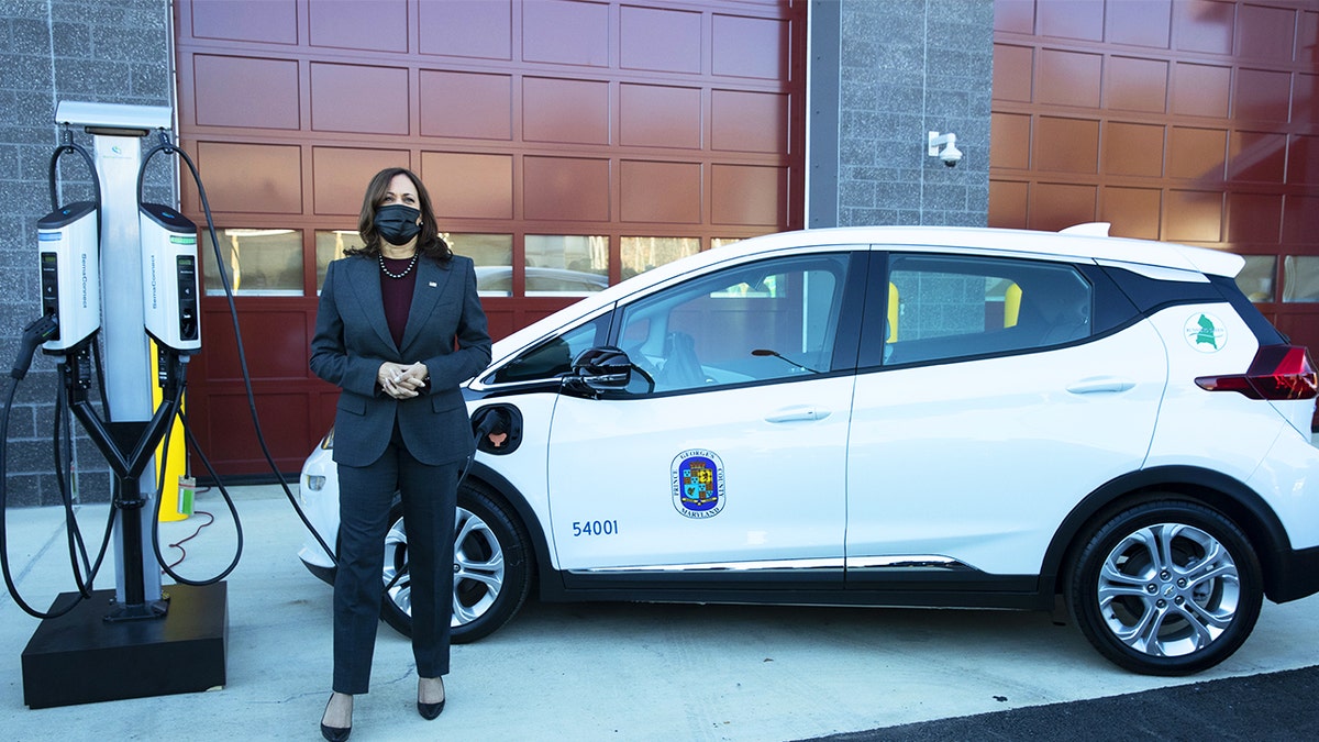 Vice President Harris is shown astatine  the Brandywine Maintenance Facility successful  Brandywine, Md., connected  Dec. 13, 2021.