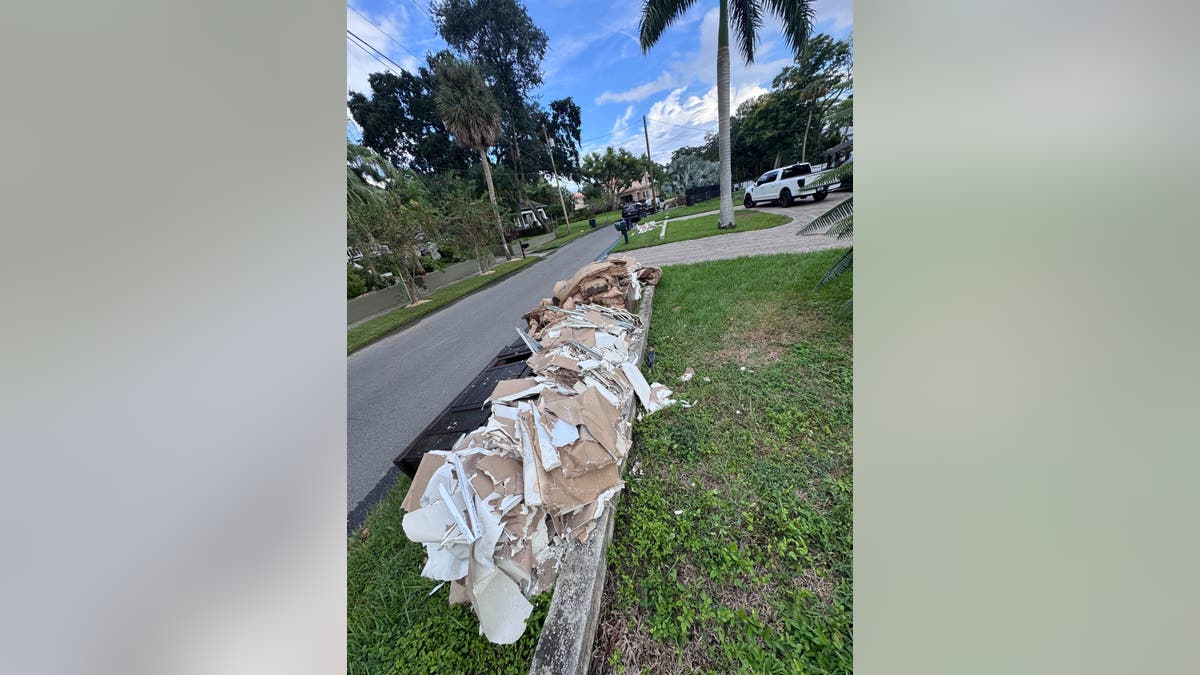 Debris from Hurricane Helene in Tampa, Florida