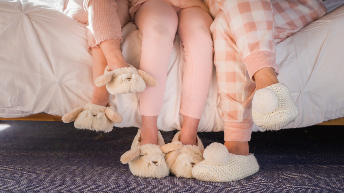 Warm pajamas and cozy slippers help you relax on cold fall and winter days. 