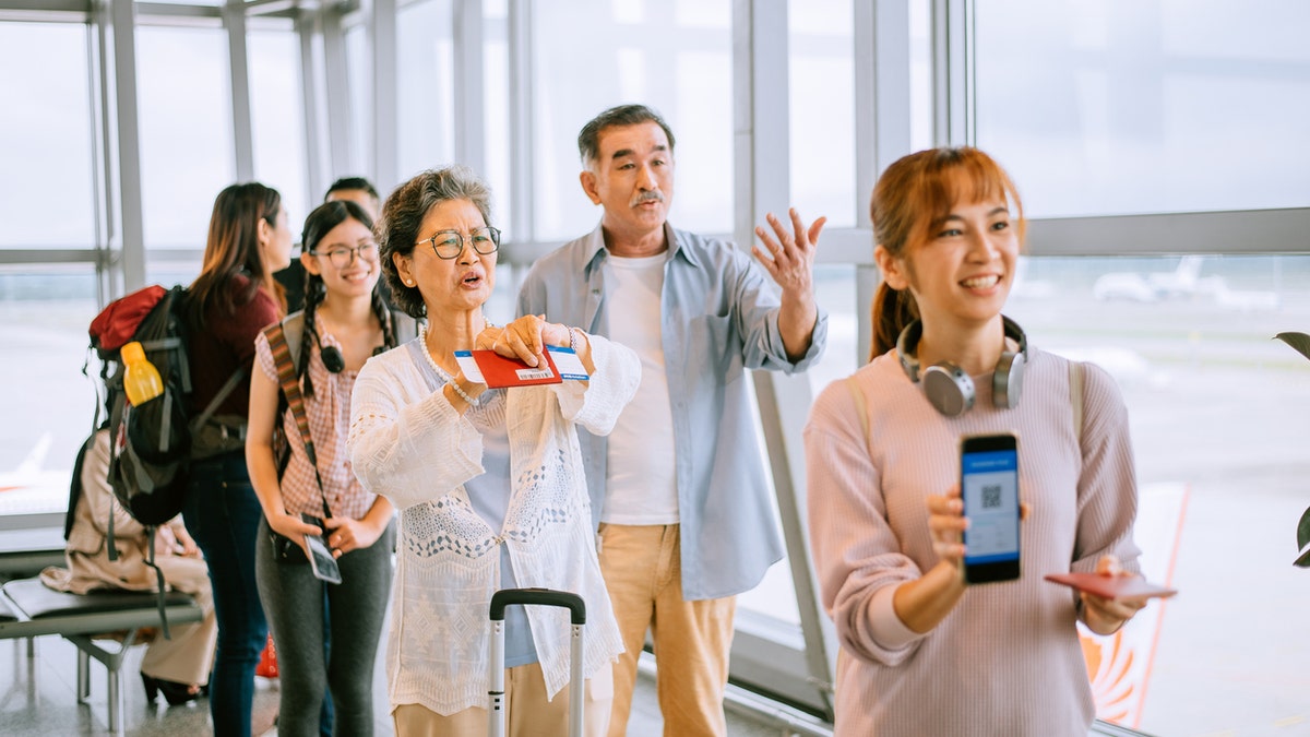 People get on the plane