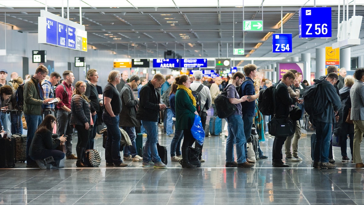 Boarding line at the airport