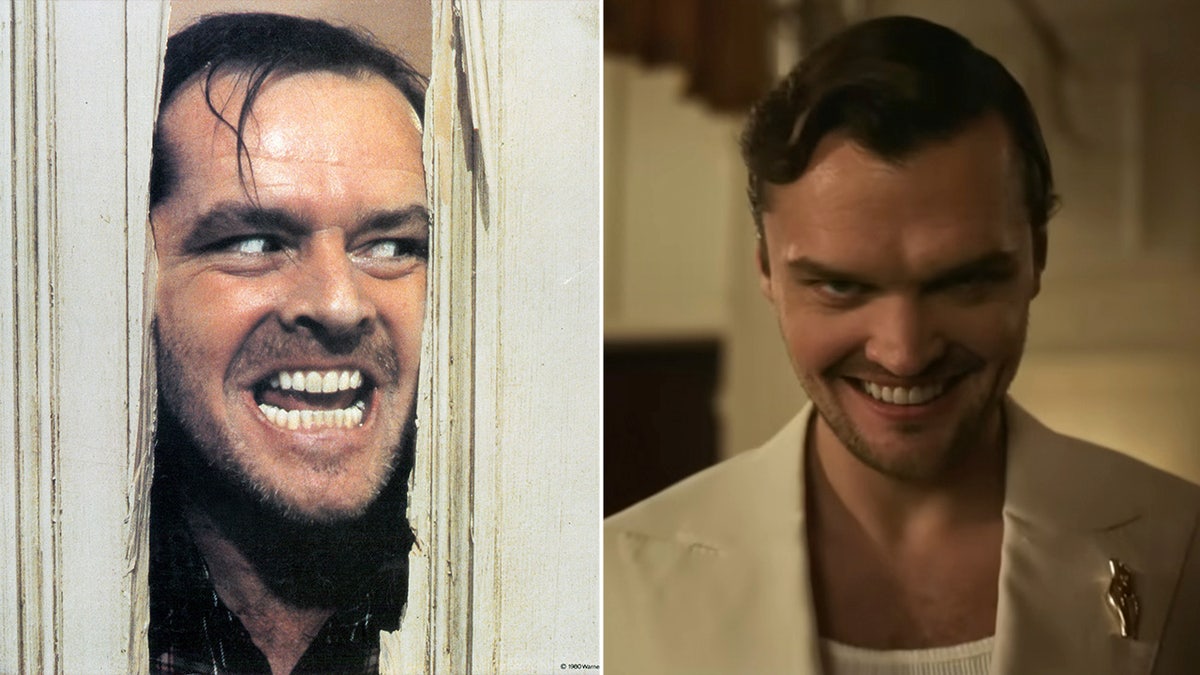 Side by broadside  photos of Jack Nicholson successful  "The Shining" and Ray Nicholson successful  "Smile 2"