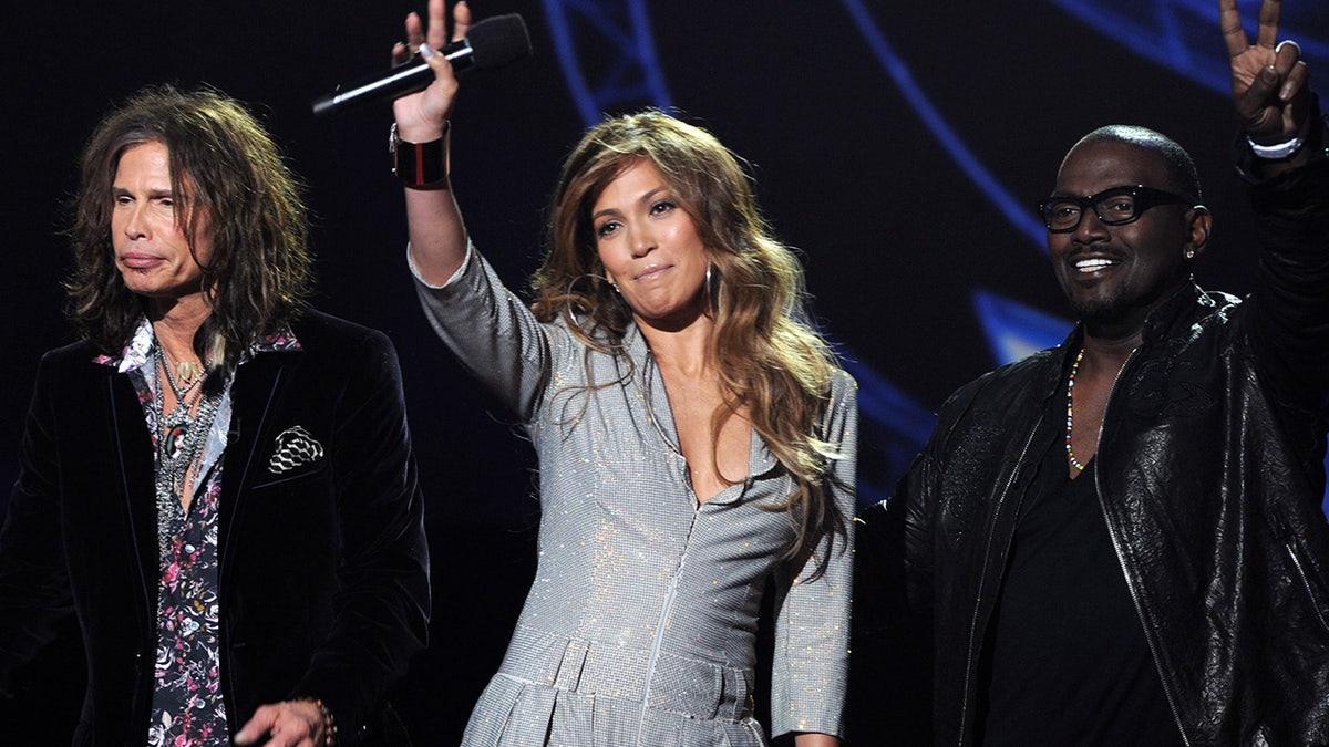 Steven Tyler, Jennifer Lopez, and Randy Jackson connected  "American Idol" signifier    together