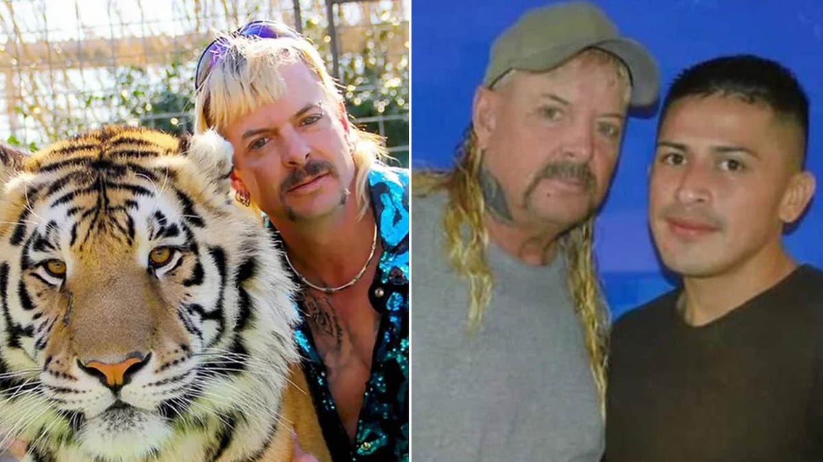 joe exotic with a tiger/joe with his fiance