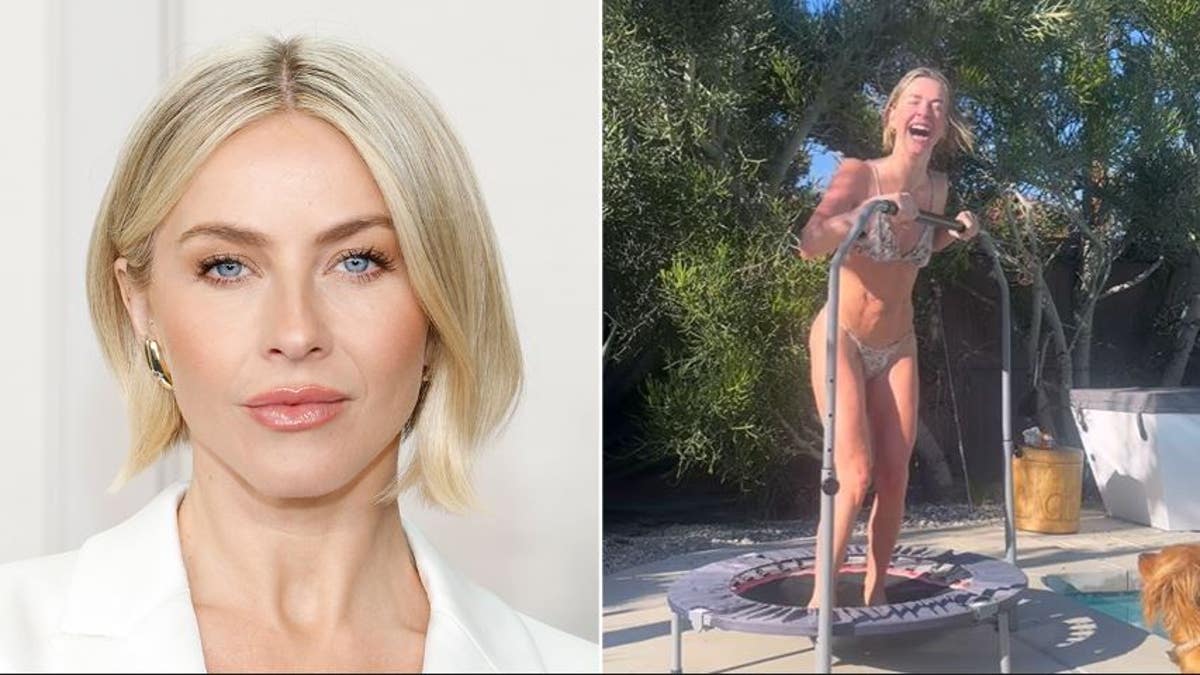 Julianne Hough saltando en una cama elástica