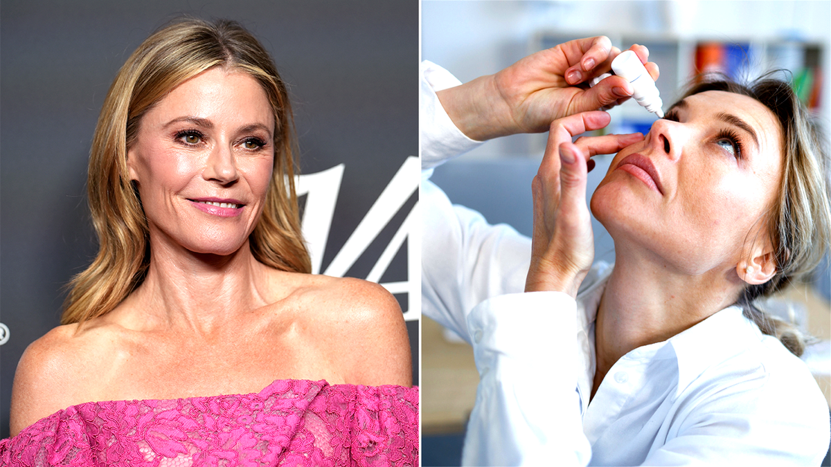 julie bowen and dry eye drop split image