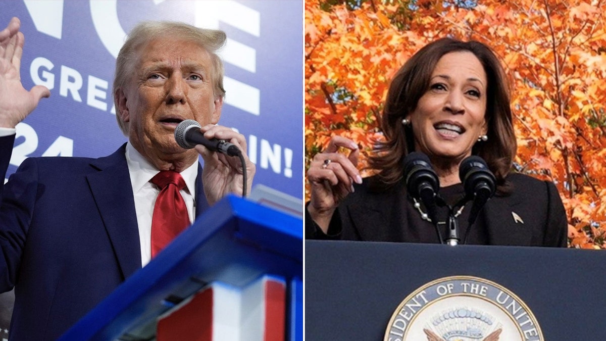 Donald Trump, izquierda; Kamala Harris, derecha