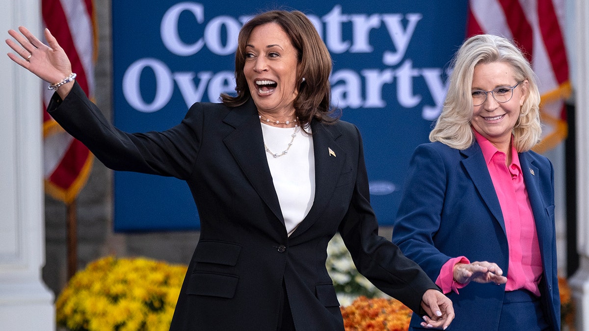 Vice President Kamala Harris with erstwhile  Rep. Liz Cheney