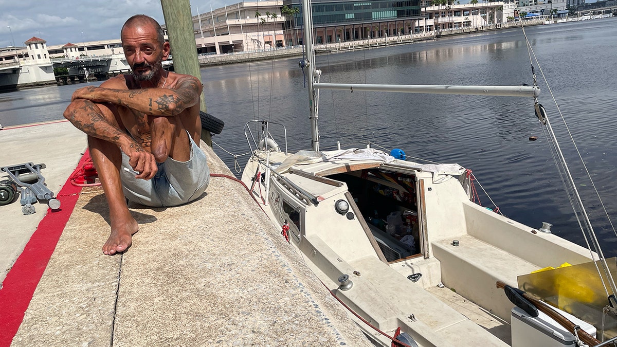 "Lieutenant Dan" near Bayshore Blvd. in Tampa after Hurricane Milton