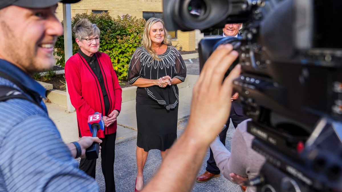 Jennifer McCormick speaking to press