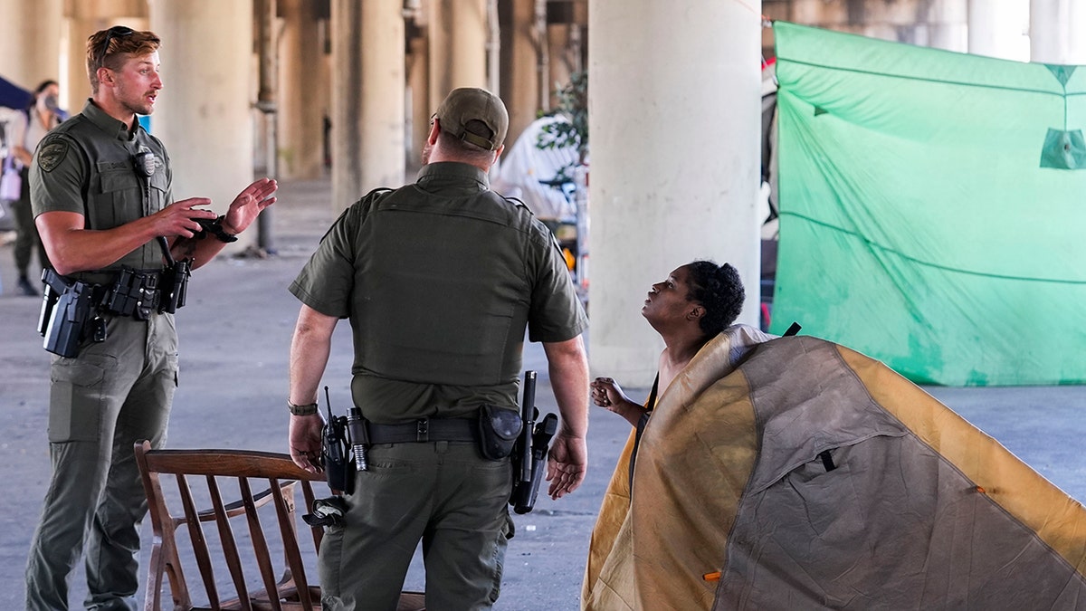 Law enforcement in the homeless camp