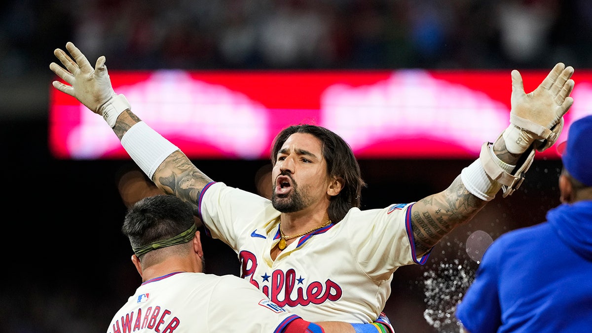 Nick Castellanos celebrates